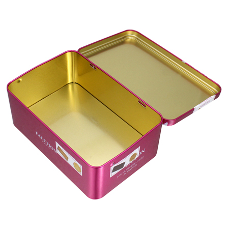 Hinged Lovely Printed Metal Cookie Tins With Lid